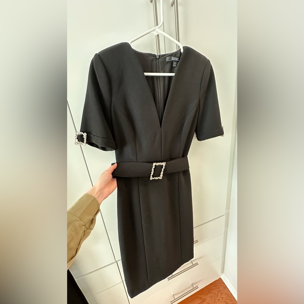 Like new! Worn once. Badgley mischka belted cocktail dress
